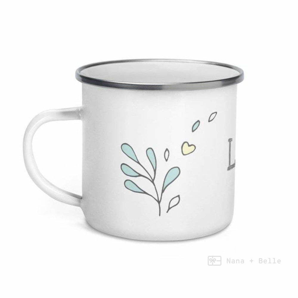 Love Floral Heart Enamel Mug / Cup Mugs