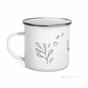 Love Floral Heart Enamel Mug / Cup Mugs