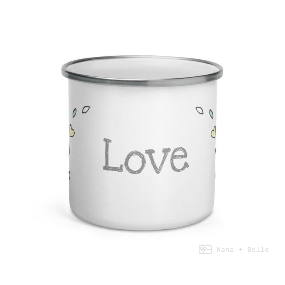 Love Floral Heart Enamel Mug / Cup Mugs