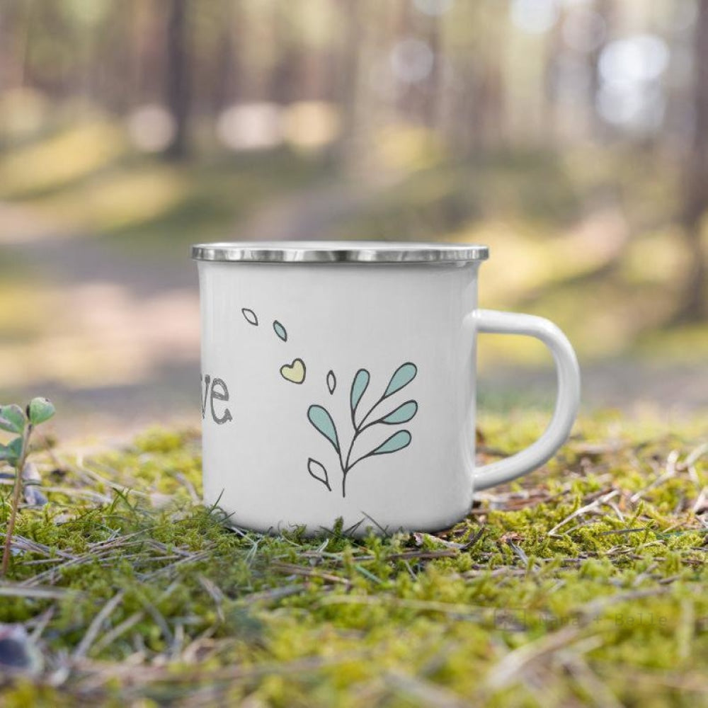 Love Floral Heart Enamel Mug / Cup Mugs