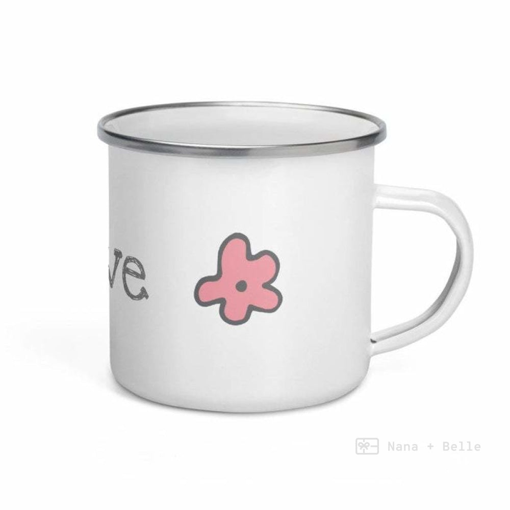 Love Floral Heart Enamel Mug / Cup Mugs