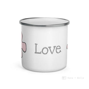 Love Floral Heart Enamel Mug / Cup Mugs