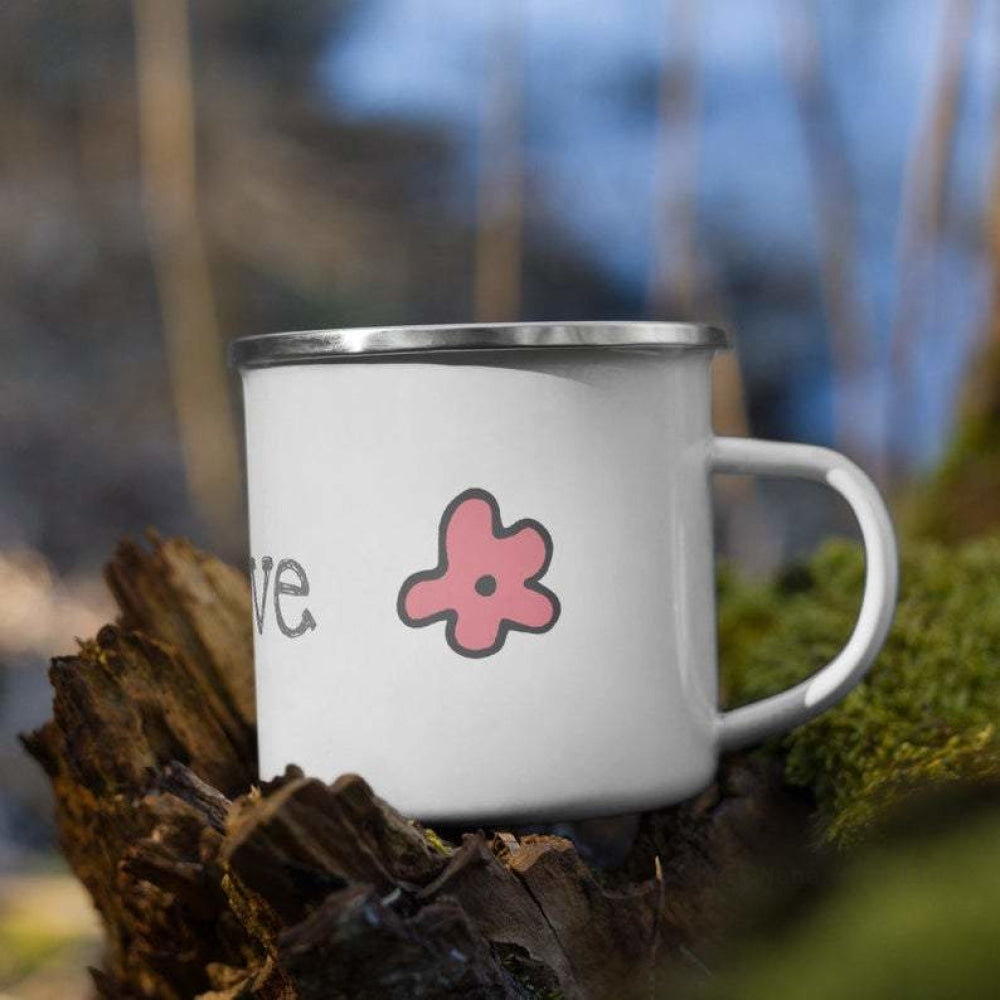 Love Floral Heart Enamel Mug / Cup Mugs