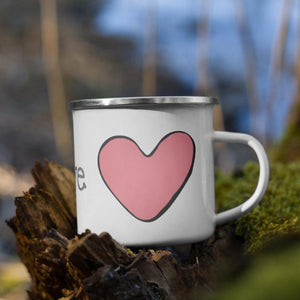 Love Pink Heart Enamel Mug / Cup