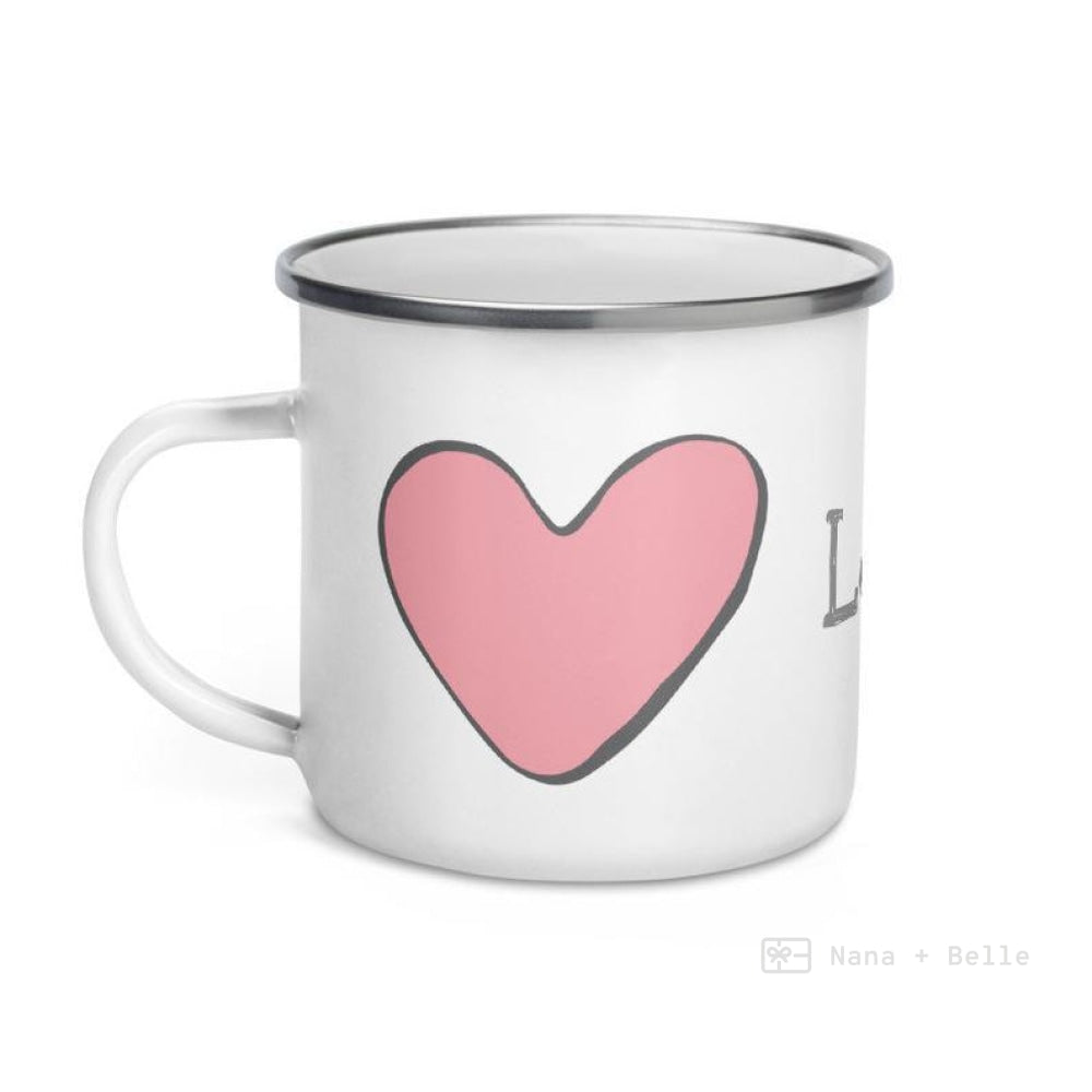 Love Pink Heart Enamel Mug / Cup