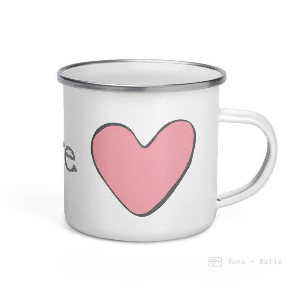 Love Pink Heart Enamel Mug / Cup