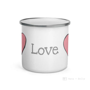 Love Pink Heart Enamel Mug / Cup