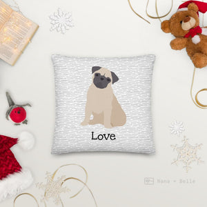 Love Pug Striped Pattern Cushion Cushions