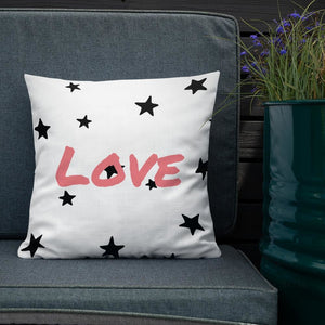 Black Star Love White Square Cushion Cushions