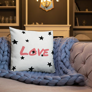 Black Star Love White Square Cushion Cushions