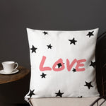 Load image into Gallery viewer, Black Star Love White Square Cushion Cushions
