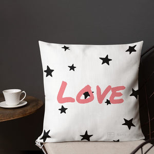 Black Star Love White Square Cushion Cushions