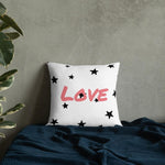 Load image into Gallery viewer, Black Star Love White Square Cushion Cushions
