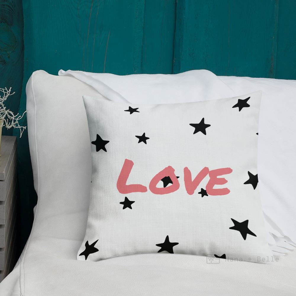 Black Star Love White Square Cushion Cushions