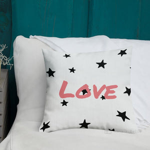 Black Star Love White Square Cushion Cushions