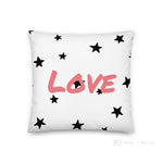 Load image into Gallery viewer, Black Star Love White Square Cushion Cushions
