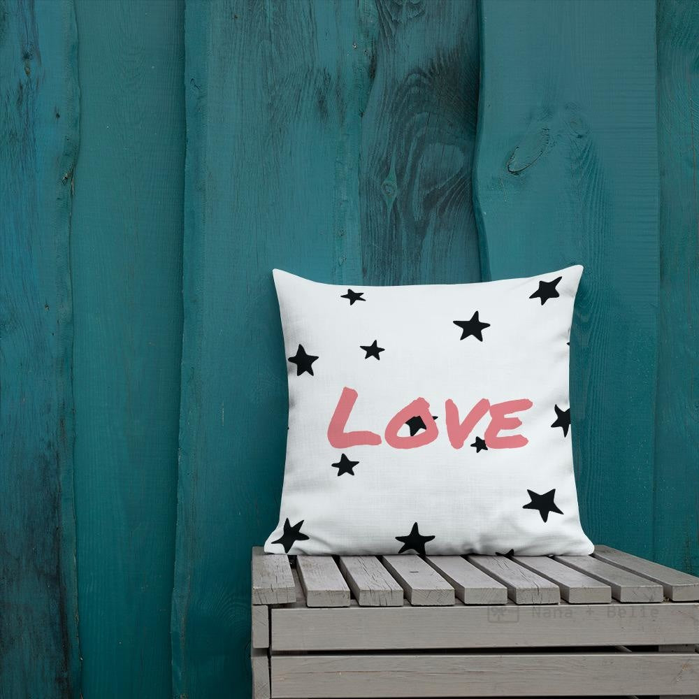 Black Star Love White Square Cushion Cushions