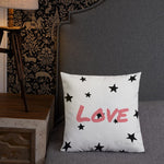 Load image into Gallery viewer, Black Star Love White Square Cushion Cushions
