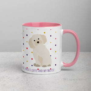 Maltese Mug With Colour Inside Pink Mugs