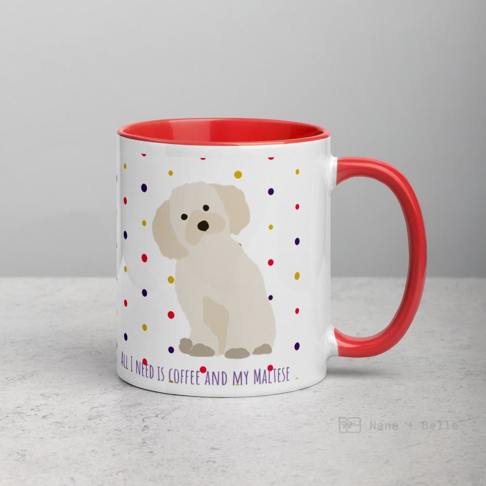 Maltese Mug With Colour Inside Red Mugs