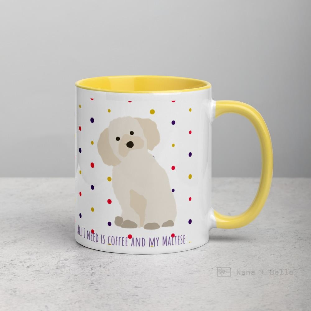 Maltese Mug With Colour Inside Yellow Mugs