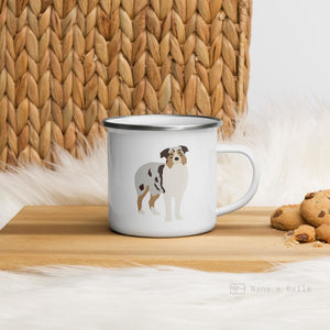 Australian Shepherd Dog enamel mug, kids unbreakable cup, enamel mug, Australian Shepherd Dog cup, chocolate mug - Nana + Belle