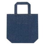 Load image into Gallery viewer, White Scottie embroidered organic denim tote bag
