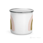 Load image into Gallery viewer, Pale Peach Rainbow Dots Enamel Mug / Rainbow Cup Mugs
