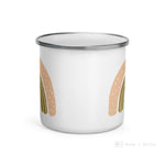 Load image into Gallery viewer, Peach Rainbow White Dots Enamel Mug / Rainbow Cup Mugs
