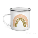 Load image into Gallery viewer, Peach Rainbow White Dots Enamel Mug / Rainbow Cup Mugs
