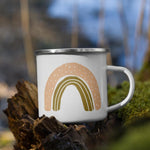 Load image into Gallery viewer, Peach Rainbow White Dots Enamel Mug / Rainbow Cup Mugs
