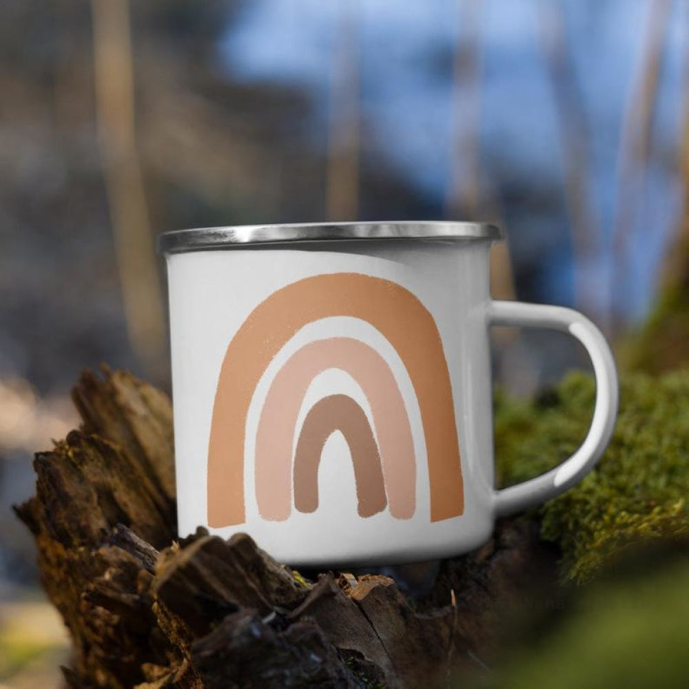 Peach Rainbows Enamel Mug / Rainbow Cup Mugs