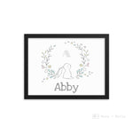 Load image into Gallery viewer, Personalised Framed Wreath Branches Rabbit Art Print Black Prints
