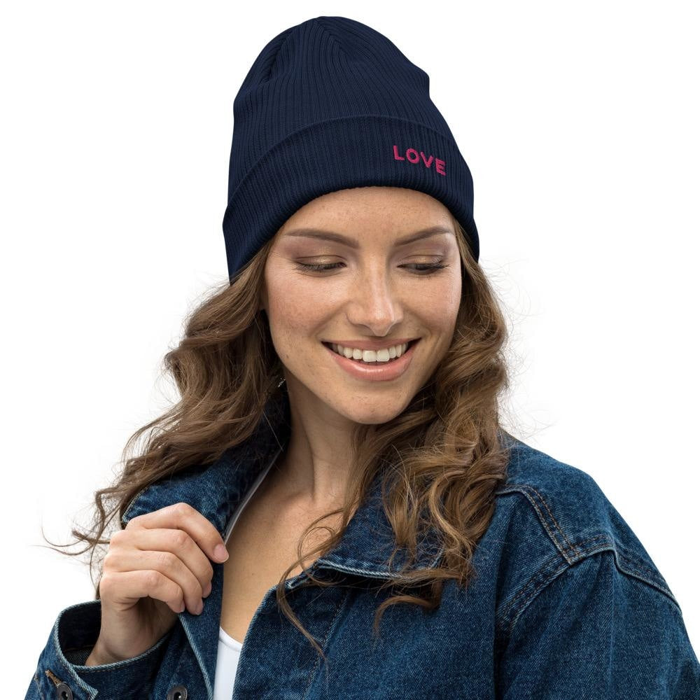 Personalised Love Organic Ribbed Beanie