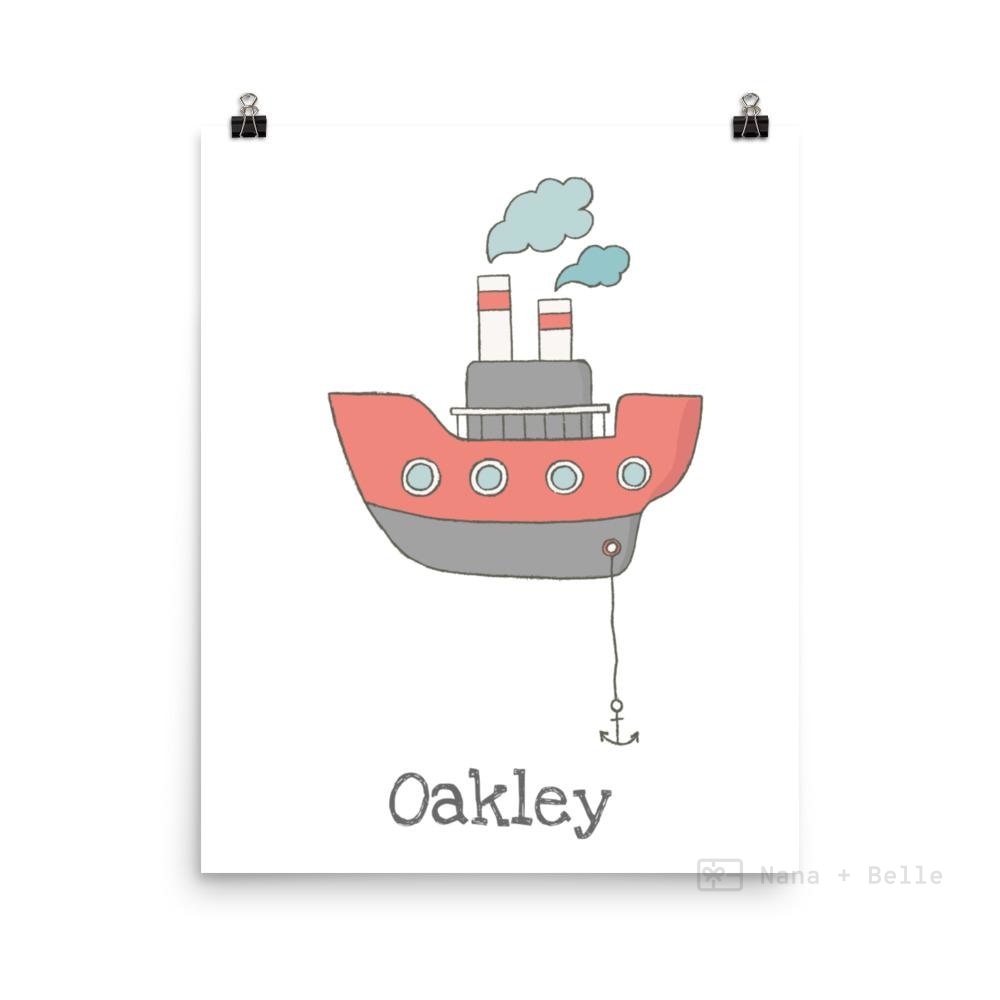 Personalised Nautical Boat Nursery Art Print Prints