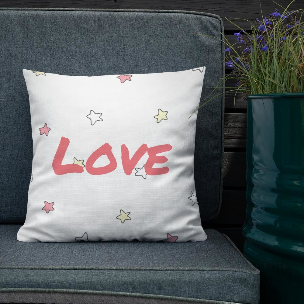 Pink Stars Pattern Love Square Cushion Cushions