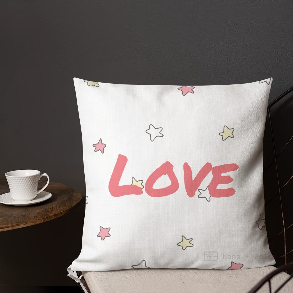 Pink Stars Pattern Love Square Cushion Cushions