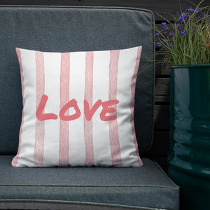 Pink Stripe Pattern Love Square Cushion Cushions