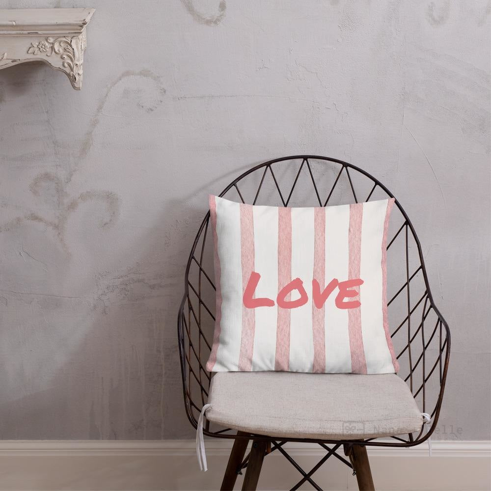 18x18in square ornament sofa cushion throw pink stripe 45x45cm - Love New - Nana + Belle