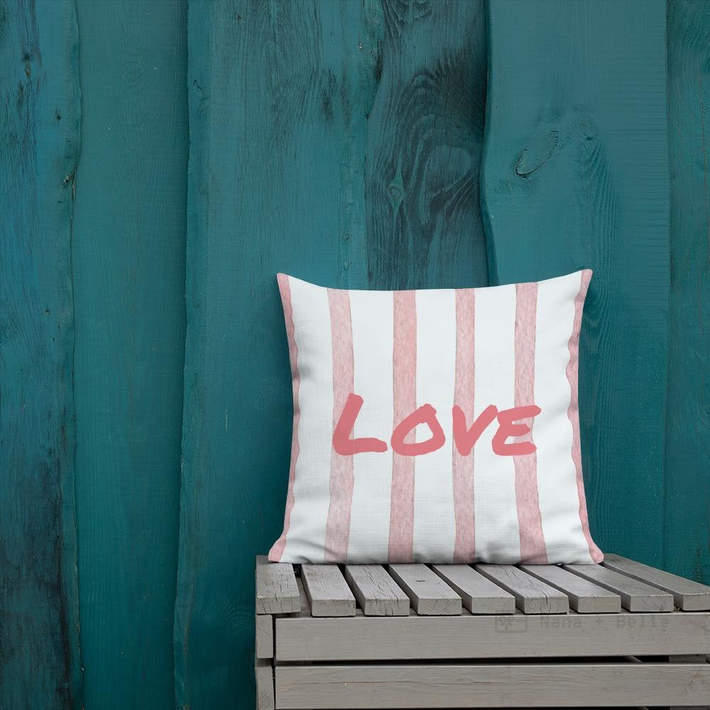 Pink Stripe Pattern Love Square Cushion Cushions