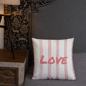 Pink Stripe Pattern Love Square Cushion Cushions