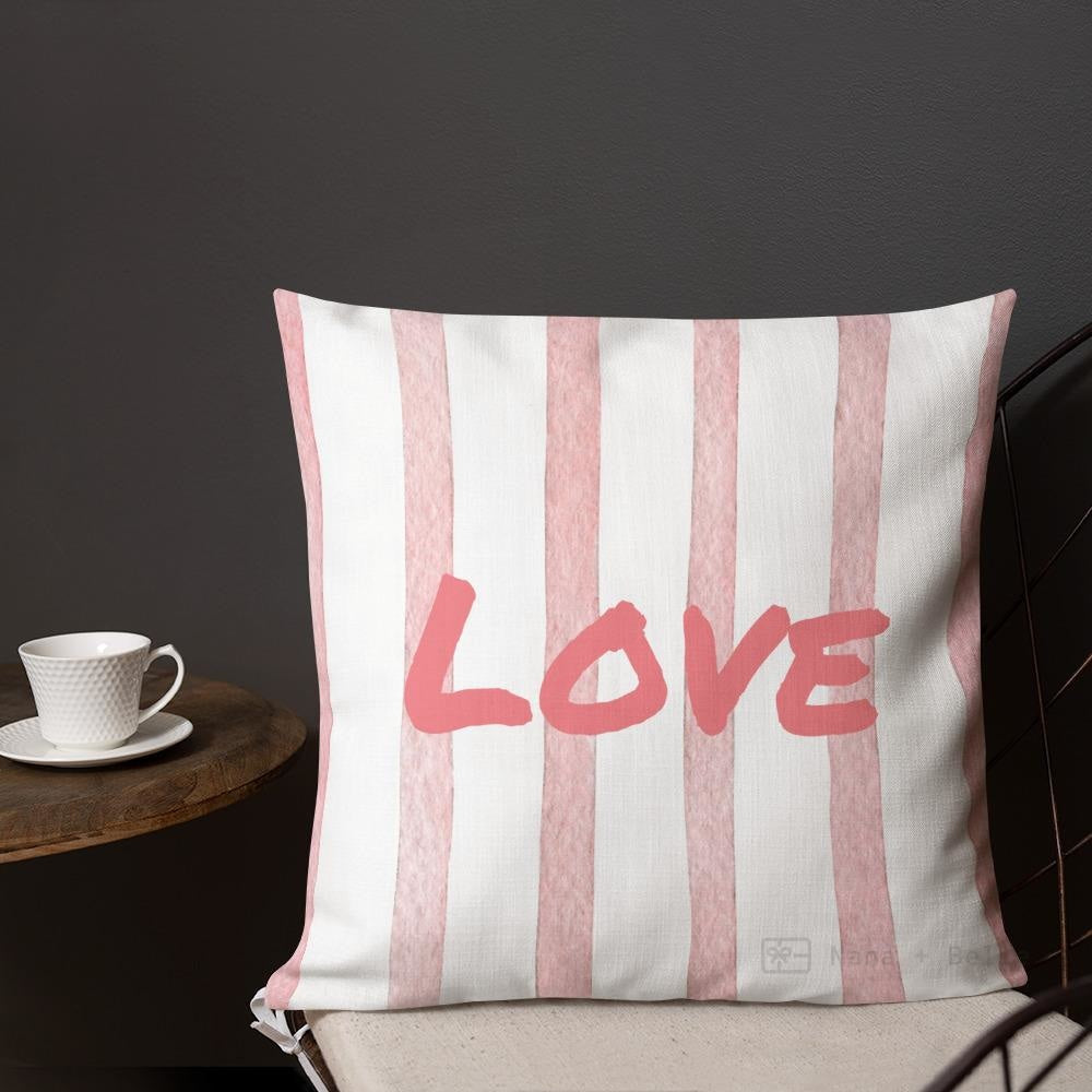 Pink Stripe Pattern Love Square Cushion Cushions