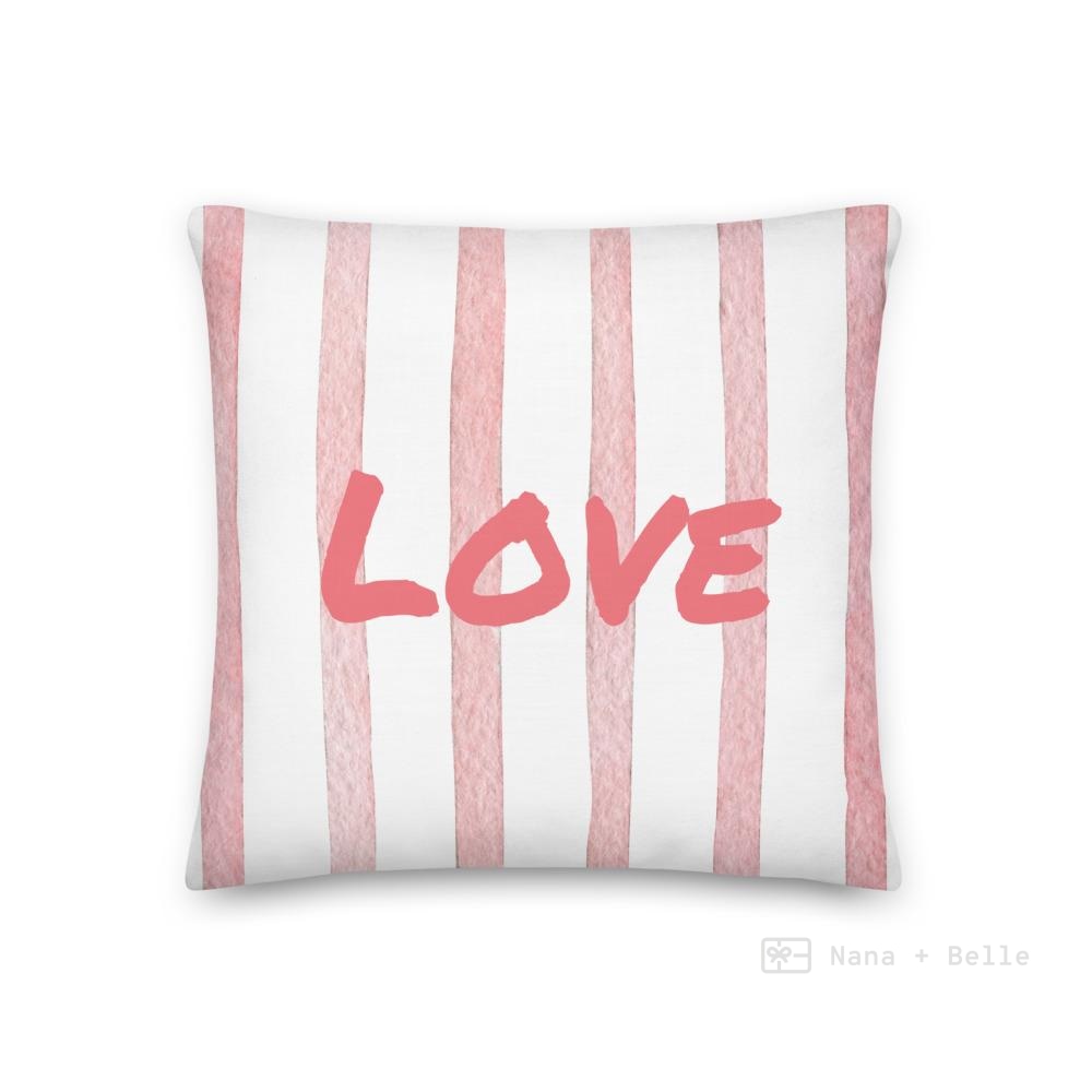 Pink Stripe Pattern Love Square Cushion Cushions