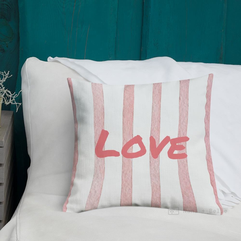 Pink Stripe Pattern Love Square Cushion Cushions