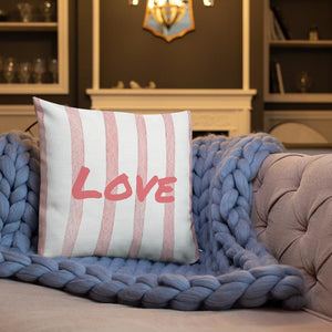 Pink Stripe Pattern Love Square Cushion Cushions