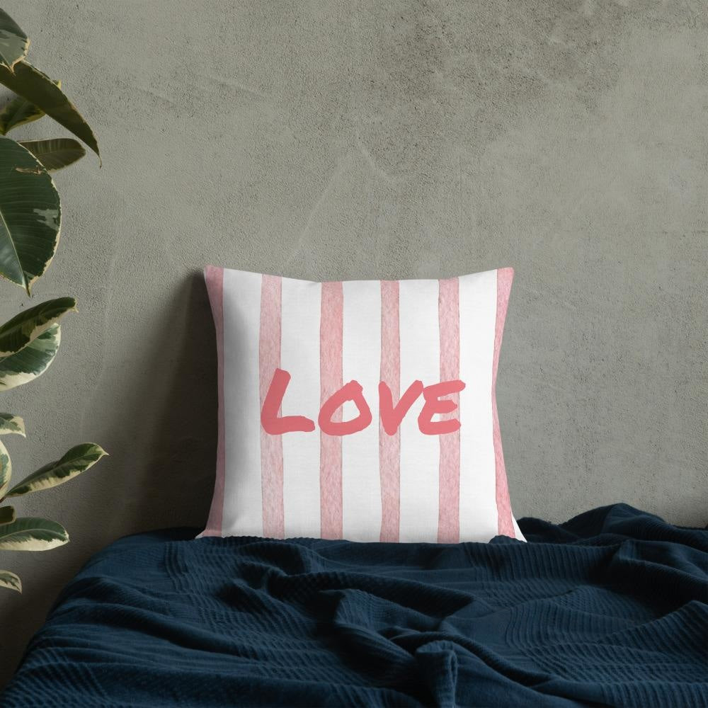 Pink Stripe Pattern Love Square Cushion Cushions