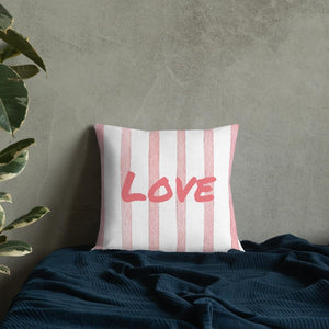 Pink Stripe Pattern Love Square Cushion Cushions