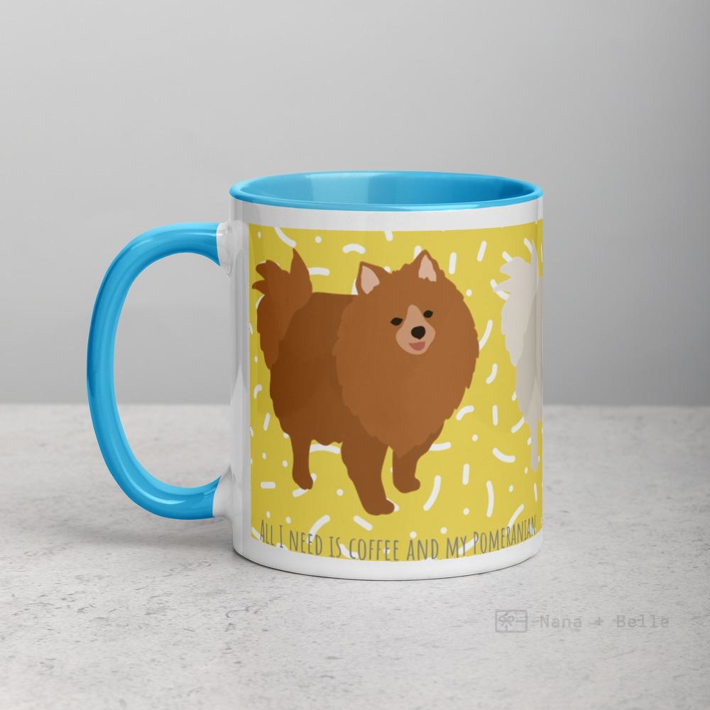 Pomeranian Mug With Colour Inside Blue Mugs