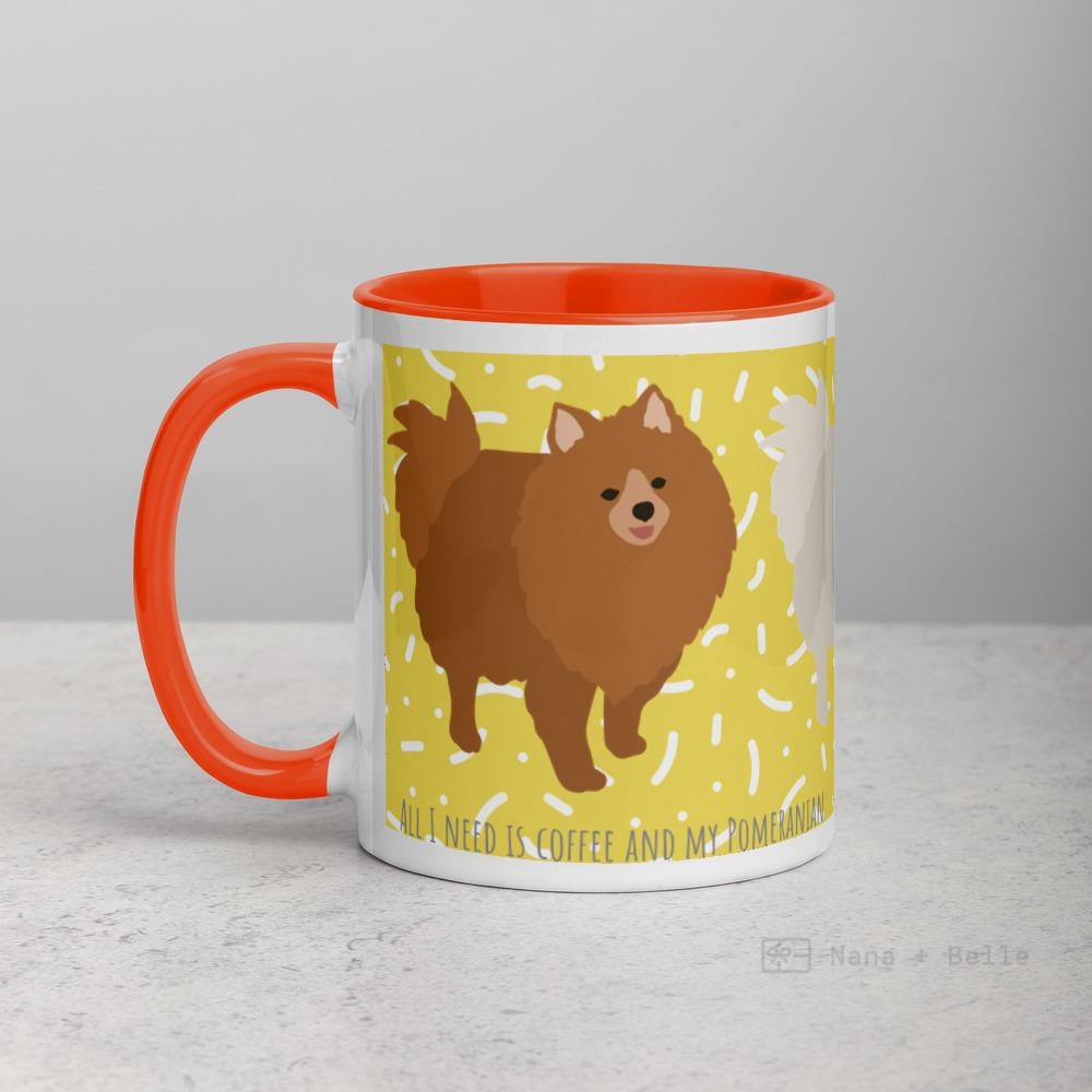 Pomeranian Mug With Colour Inside Orange Mugs