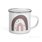 Load image into Gallery viewer, Purple Rainbow Grey Dots Enamel Mug / Rainbow Cup Mugs
